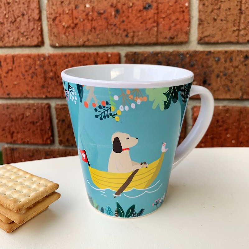NEW Latte Mug - Love My Dog Series : Home Is Where My Dog Is - Mugs - Pottery Multicolor