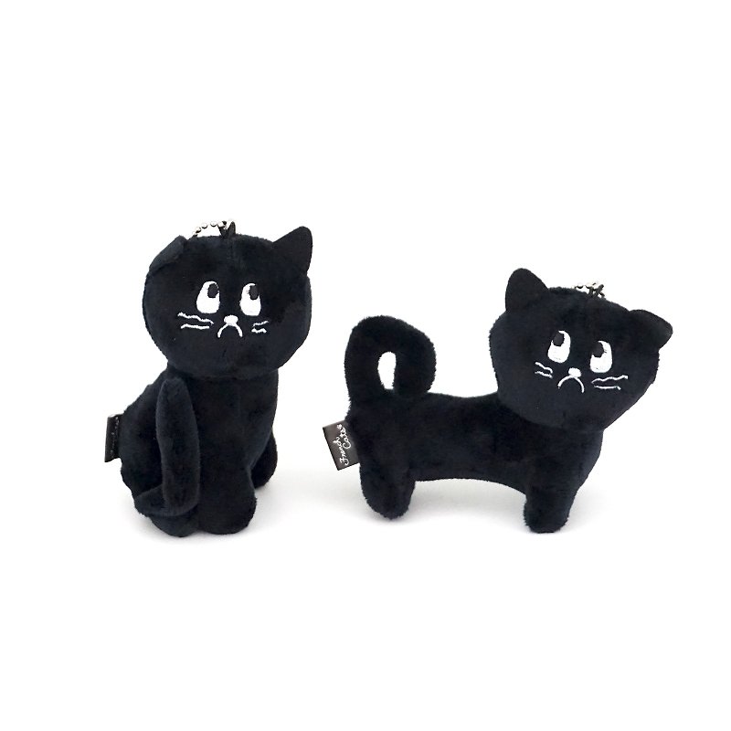 French Cats Fluffy Key Chain Cat Cute Animal Bag Gift Japan Travel Black Present - Stuffed Dolls & Figurines - Polyester Black