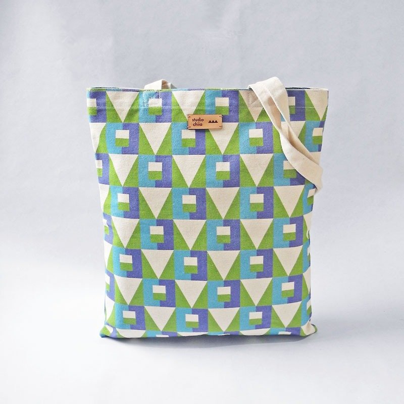 The last one - Studio Chiia * cotton canvas bag / print tote bag / shoulder bag - กระเป๋าแมสเซนเจอร์ - ผ้าฝ้าย/ผ้าลินิน สีเขียว