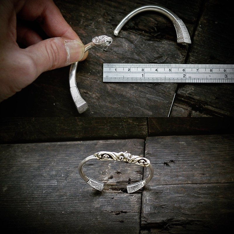 Broken C-Bracelet Repairing Heshan Lion Dance Totem - Bracelets - Silver Gold