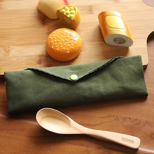 winnie設計館 文青風環保筷袋 ~個性綠 收納包.環保筷袋.手作餐具袋
