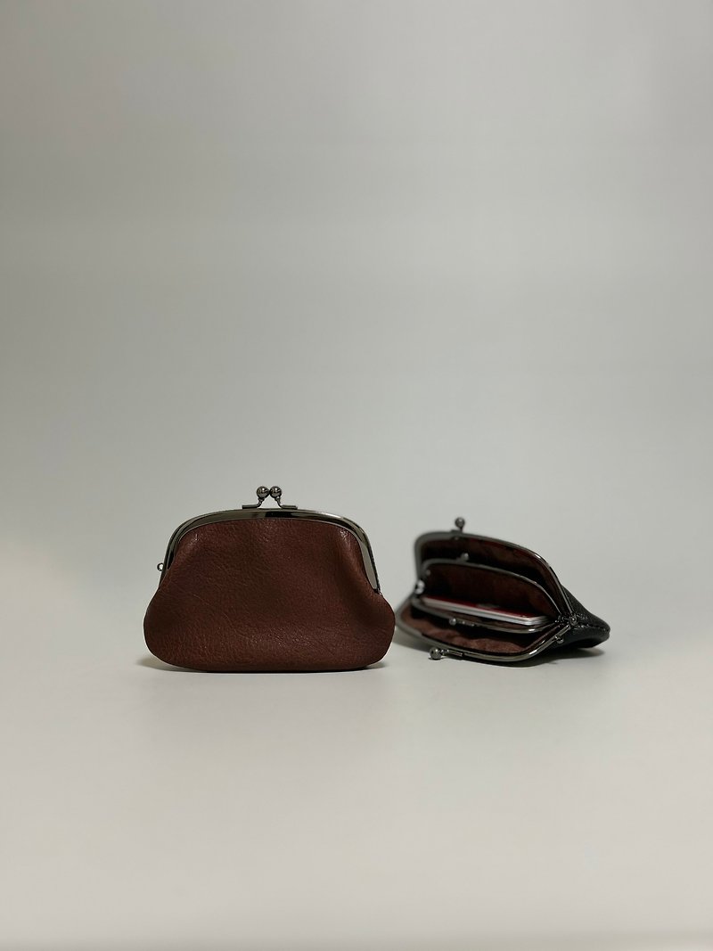 Himeji leather parent and child wallet/dark brown/compact/gift/genuine leather/c - กระเป๋าสตางค์ - หนังแท้ สีนำ้ตาล