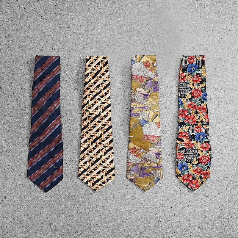 Vintage Tie 復古領帶 / 古董領帶、絲巾搭配、古著方巾穿搭 - 領帶/領帶夾 - 絲．絹 多色