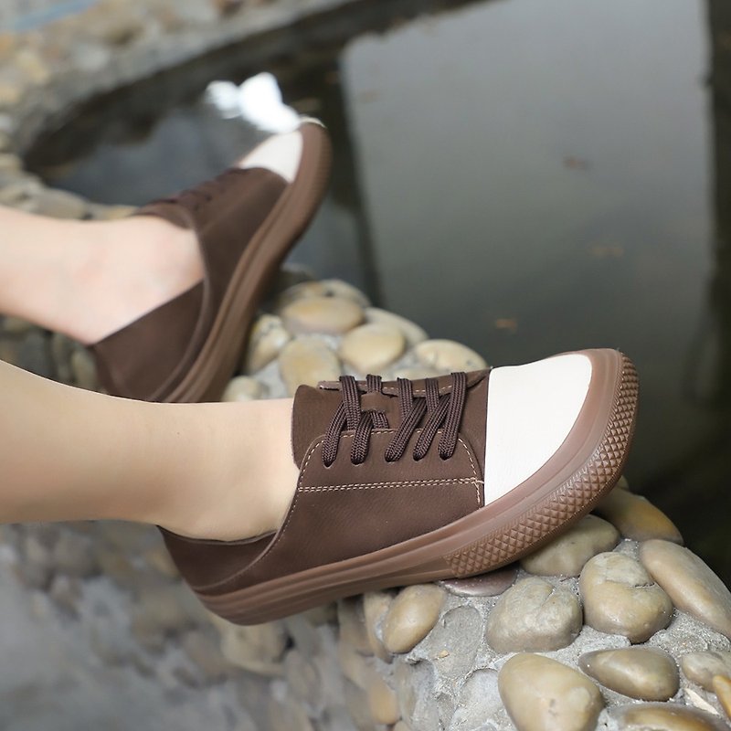 [Seasonal sale] 2021 lace-up, two-wear lazy shoes, square-toed soft-soled shoes, Baotou sandals - Slippers - Genuine Leather Brown