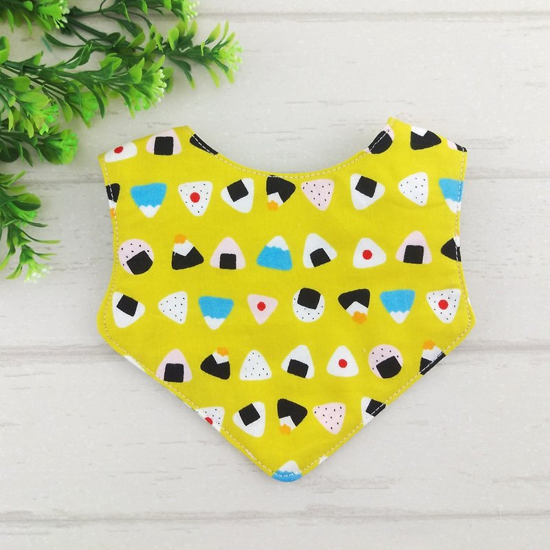 Strength triangle rice ball. Double-sided bib (price increase 40 embroidered name) - Bibs - Cotton & Hemp Yellow
