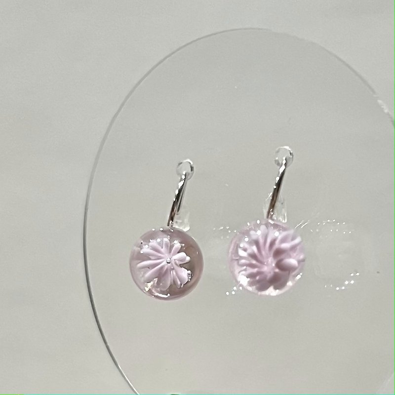 10 sakura - Earrings & Clip-ons - Glass Pink