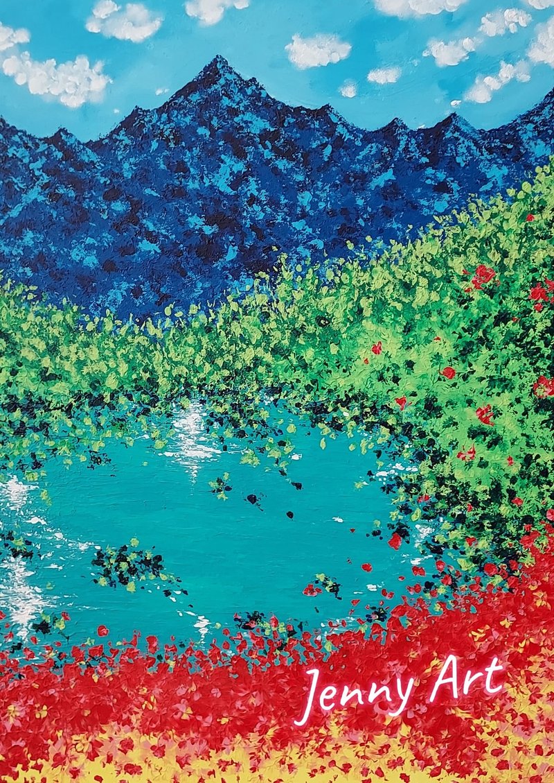 【山水花園】系列  無框畫 掛畫 居家擺設 山水畫 風景畫 風水畫 - 海報/掛畫/掛布 - 其他材質 藍色