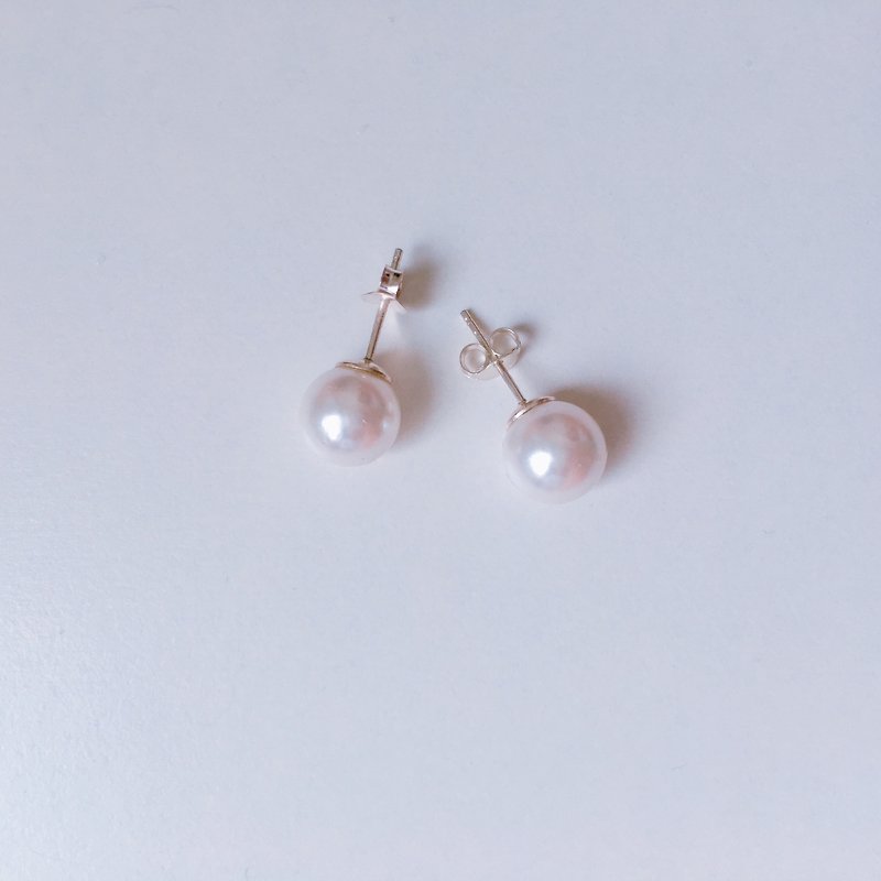 925 Sterling Silver Ear Needle Freshwater Pearl Earrings - Earrings & Clip-ons - Other Metals Silver