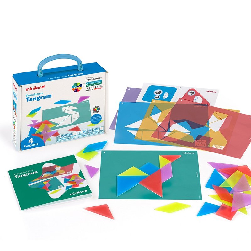 【Spain Miniland】Translucent Variety Puzzle Tangram 36pcs - Kids' Toys - Other Materials 