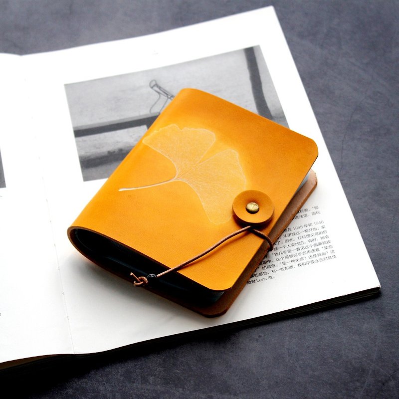 Ginkgo biloba yellow tea leather ticket card holder business card package card package card set 40 card position - Card Holders & Cases - Genuine Leather Yellow