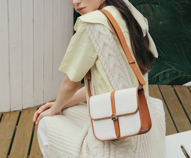 Hay Square Vegan leather& recycled canvas satchel crossbody bag - Shop  O.N.E Messenger Bags & Sling Bags - Pinkoi