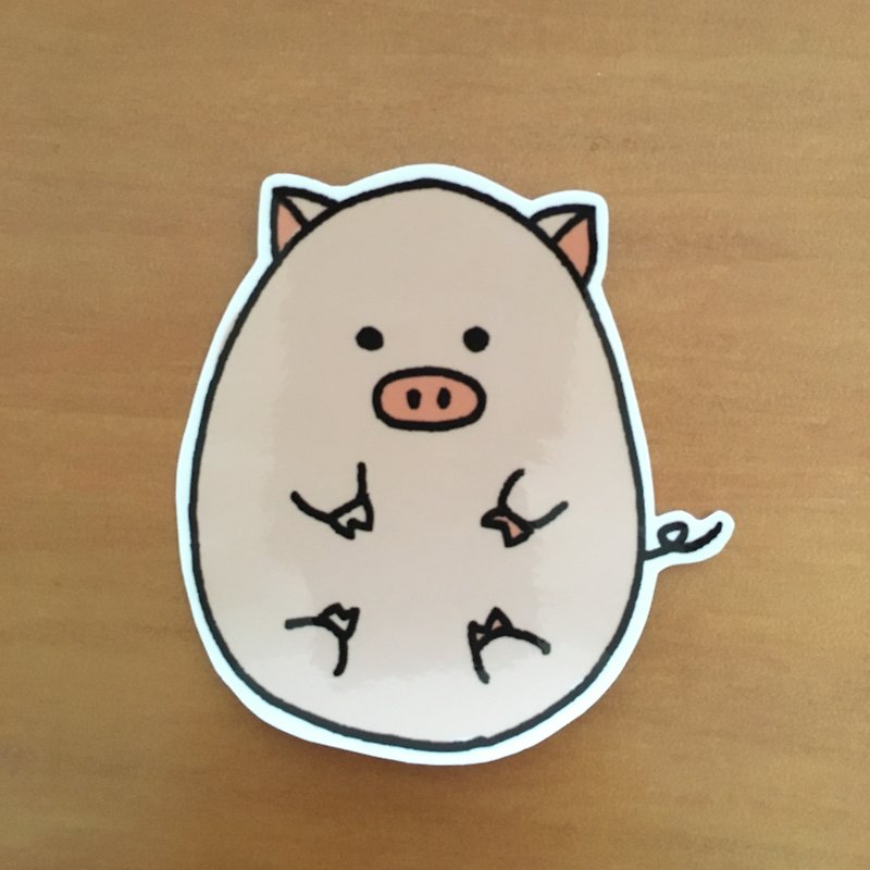 Round roll pig medium waterproof sticker SM0066 - Stickers - Waterproof Material Pink