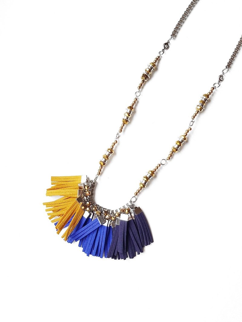 LEINA Long Necklace With Full Fringes //ROYALS - สร้อยคอ - วัสดุอื่นๆ สีน้ำเงิน
