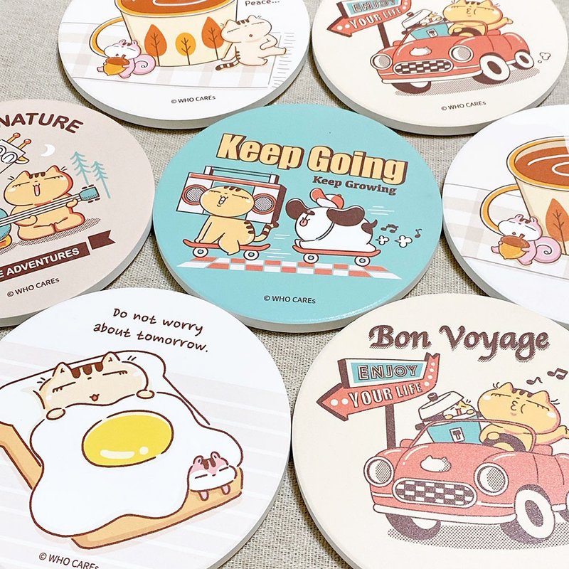 貓的陶瓷吸水杯墊 - 共5款 - 杯墊 - 陶 