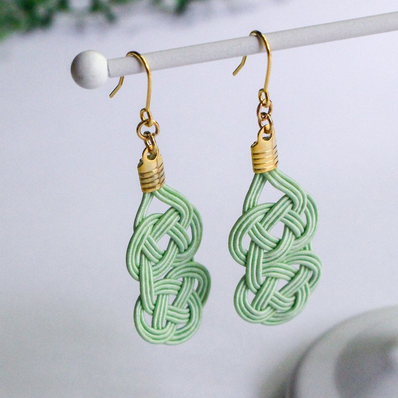 Nice Dressing Mizuhiki Earrings Mint Green - ต่างหู - กระดาษ 