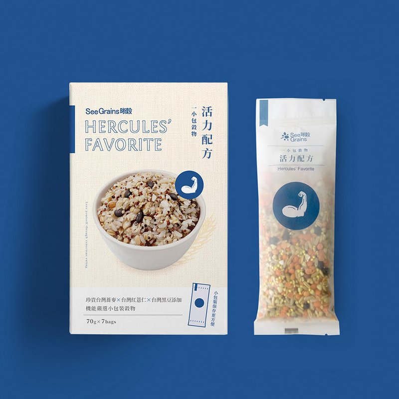 【一小包穀物】活力配方盒裝(70克x7包入) 健身族群專用 - 米/五穀雜糧 - 紙 藍色