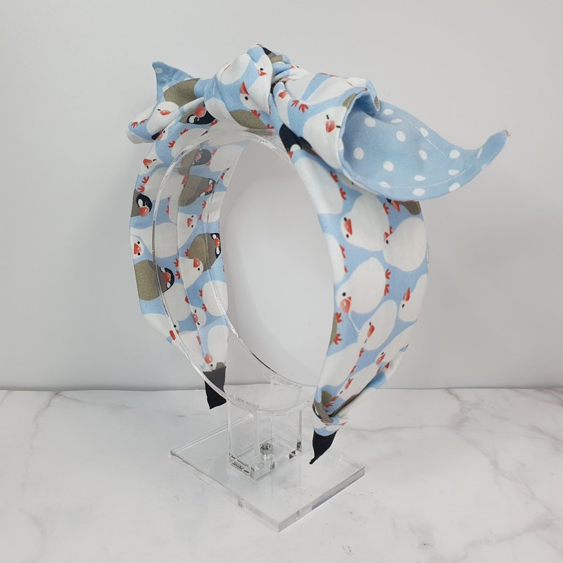 Cute bow headband-Xiaowenniao - Hair Accessories - Cotton & Hemp Blue