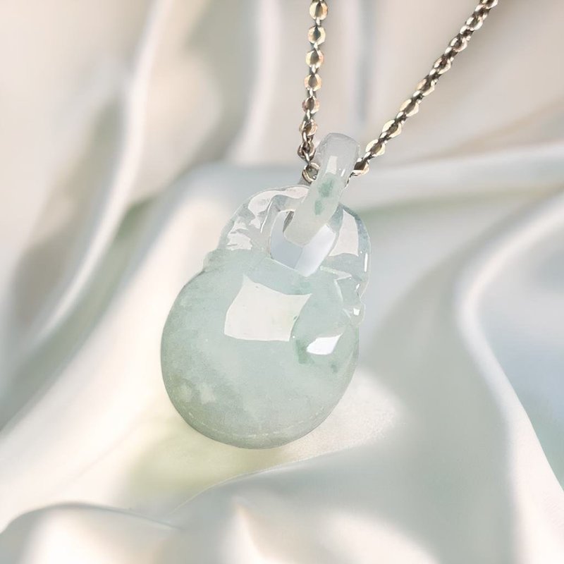 冰飄綠花翡翠福袋 | 天然緬甸玉翡翠A貨 | 送禮 - 項鍊 - 玉石 綠色