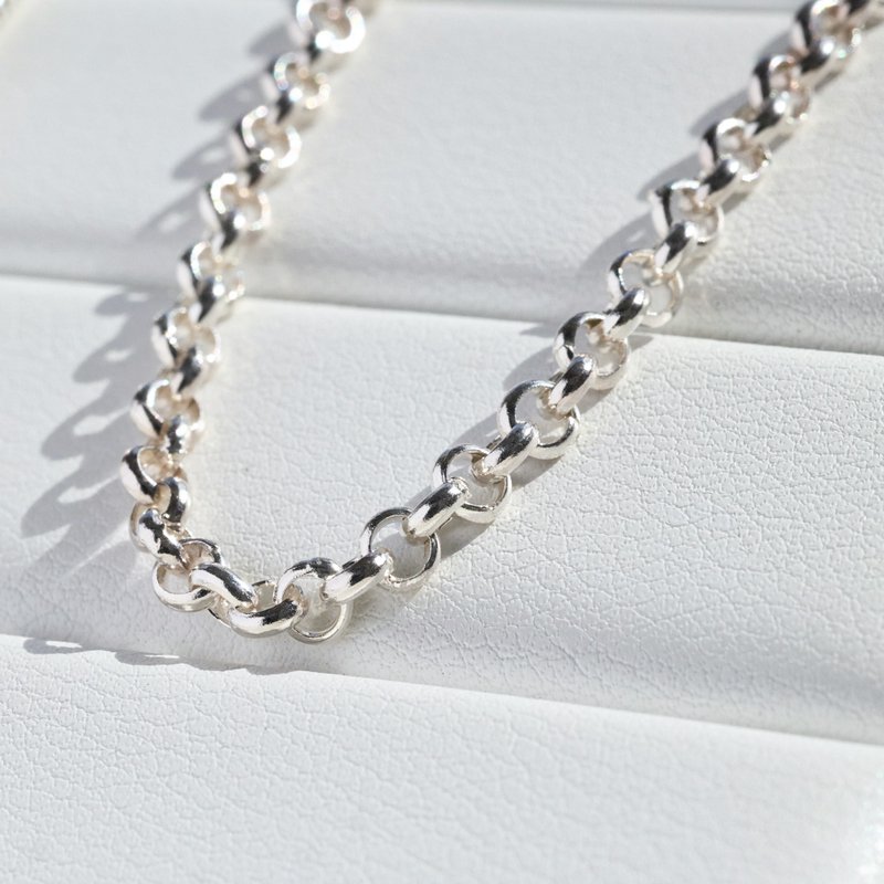 925純銀 基本簡約圓型手鍊 17.5~18.5cm 純銀手鍊 男手鍊 - 手鍊/手環 - 純銀 銀色