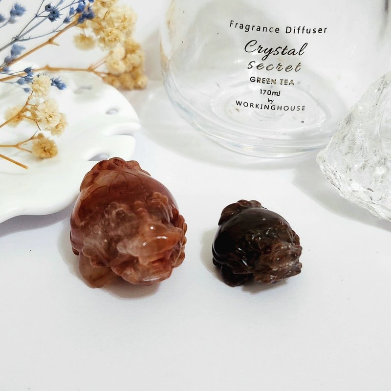刻葉紅兔毛龍龜/滿礦千層紅幽靈龍龜 - 擺飾/家飾品 - 水晶 紅色