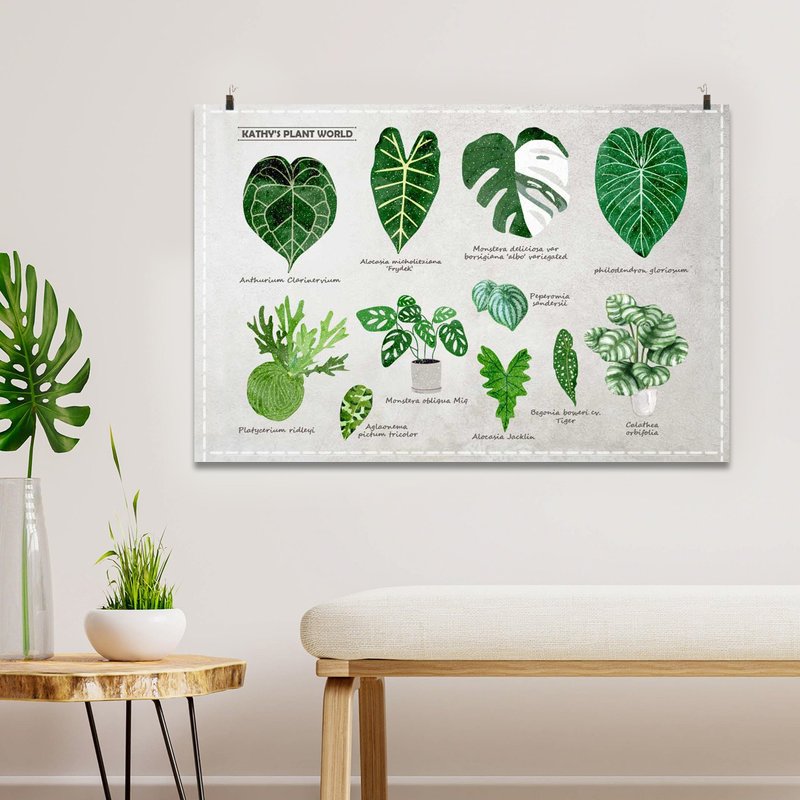 Customized plant illustration Linen hanging cloth placemat - โปสเตอร์ - ผ้าฝ้าย/ผ้าลินิน หลากหลายสี