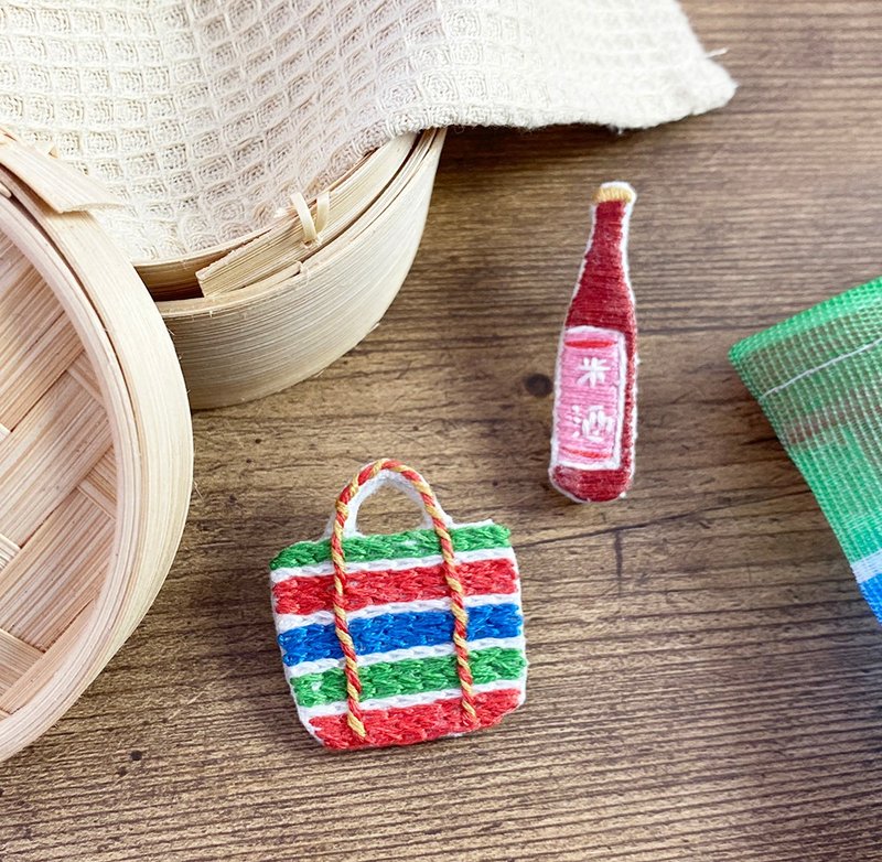 老派生活刺繡材料套組-復古購物趣 - 編織/刺繡/羊毛氈/縫紉 - 棉．麻 