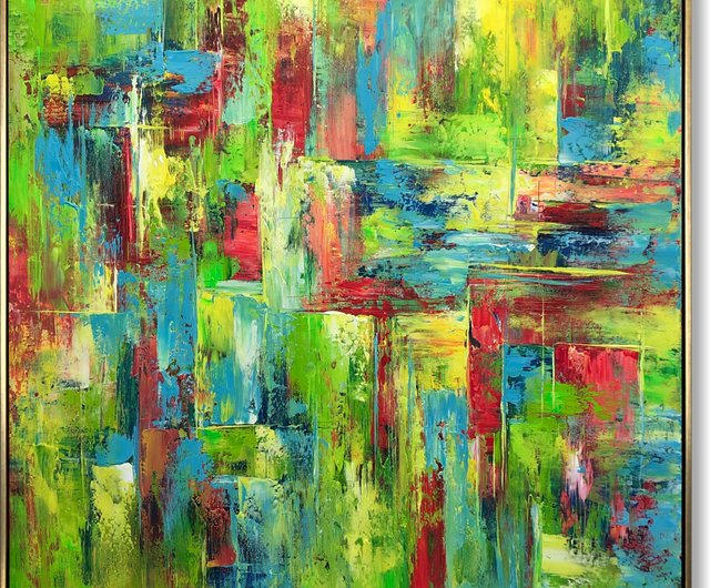 大きなカラフルな抽象キャンバスマルチカラーステートメント明るい