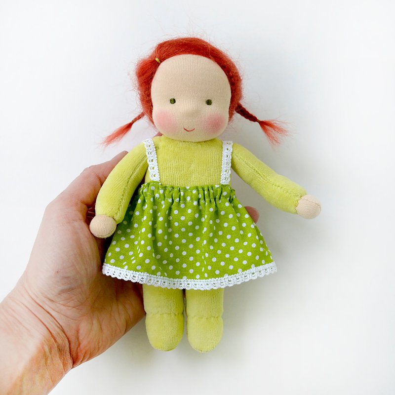 MADE TO ORDER Waldorf doll pocket doll 7 inch (18 cm) tall. - 寶寶/兒童玩具/玩偶 - 環保材質 綠色