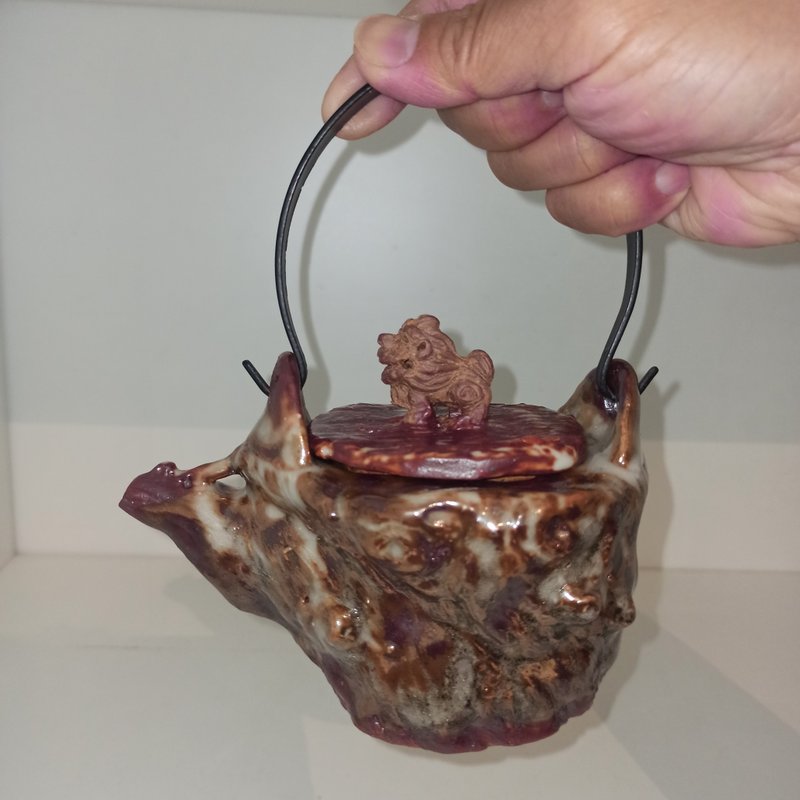 茶壺志野釉還原燒陳炫亨手捏陶 - 茶壺/茶杯/茶具 - 陶 咖啡色