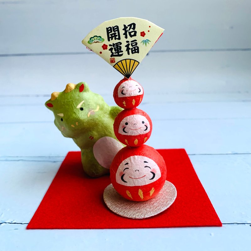 福氣龍與開運達摩-偷瞄-和紙吉祥物-生肖吉祥物(龍) - 公仔/玩偶 - 紙 