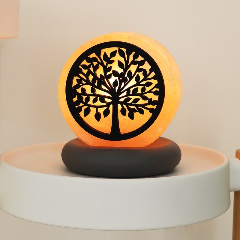 Small Silhouette I Tree of Life Salt Lamp l Ancient Philosophy Mystery Energy Boost I Salt Lamp - ของวางตกแต่ง - วัสดุอื่นๆ สีเหลือง