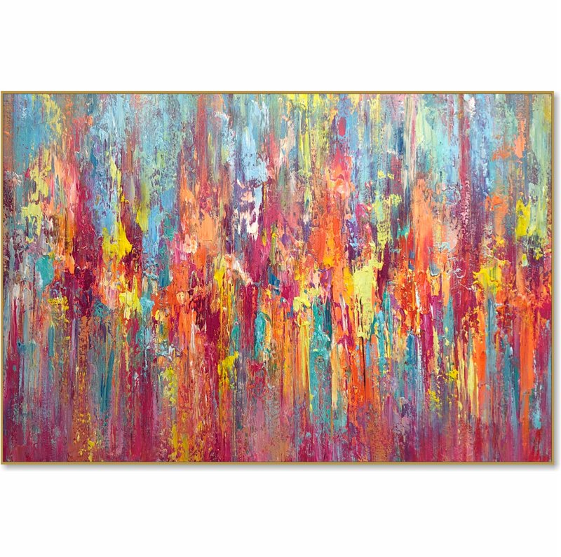 Vibrant Abstract Expressionist Painting, Large Colorful Wall Art Modern - ตกแต่งผนัง - อะคริลิค หลากหลายสี