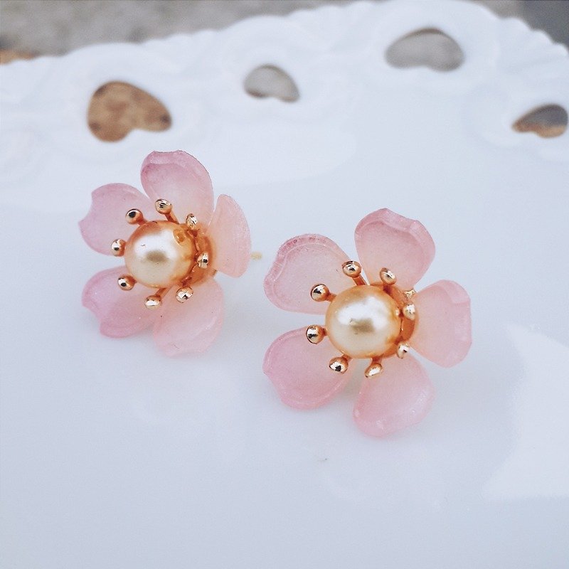 momolico dream cherry earrings Fei cold cherry pink 18mm clip-on can be changed - ต่างหู - วัสดุอื่นๆ สึชมพู
