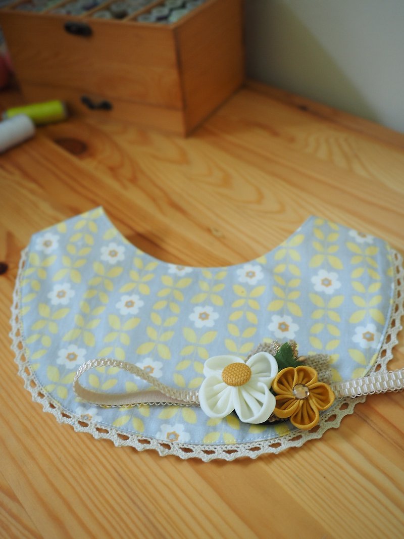 Handmade Elastic Headband and bib set - ของขวัญวันครบรอบ - ผ้าฝ้าย/ผ้าลินิน สีเหลือง