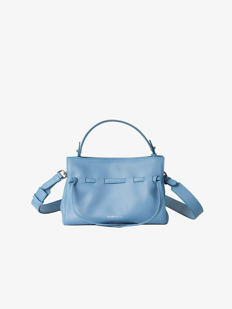 Drawstring genuine leather Crossbody bag for the spring and summer collections. - Handbags & Totes - Genuine Leather Blue