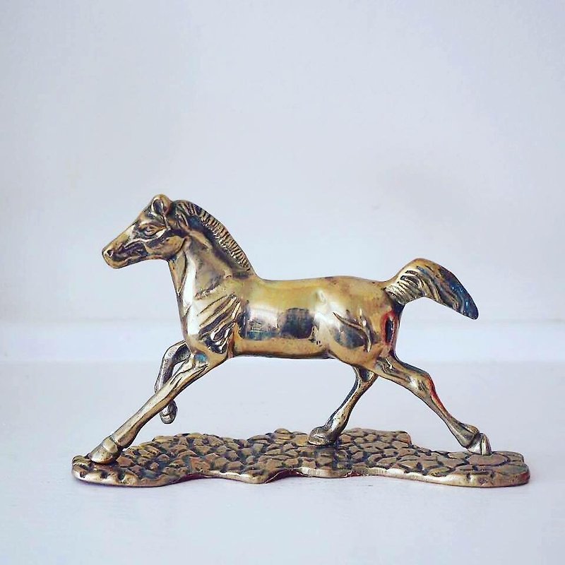ヨーロッパのアンティーク真鍮の飾り馬 - 置物 - 金属 