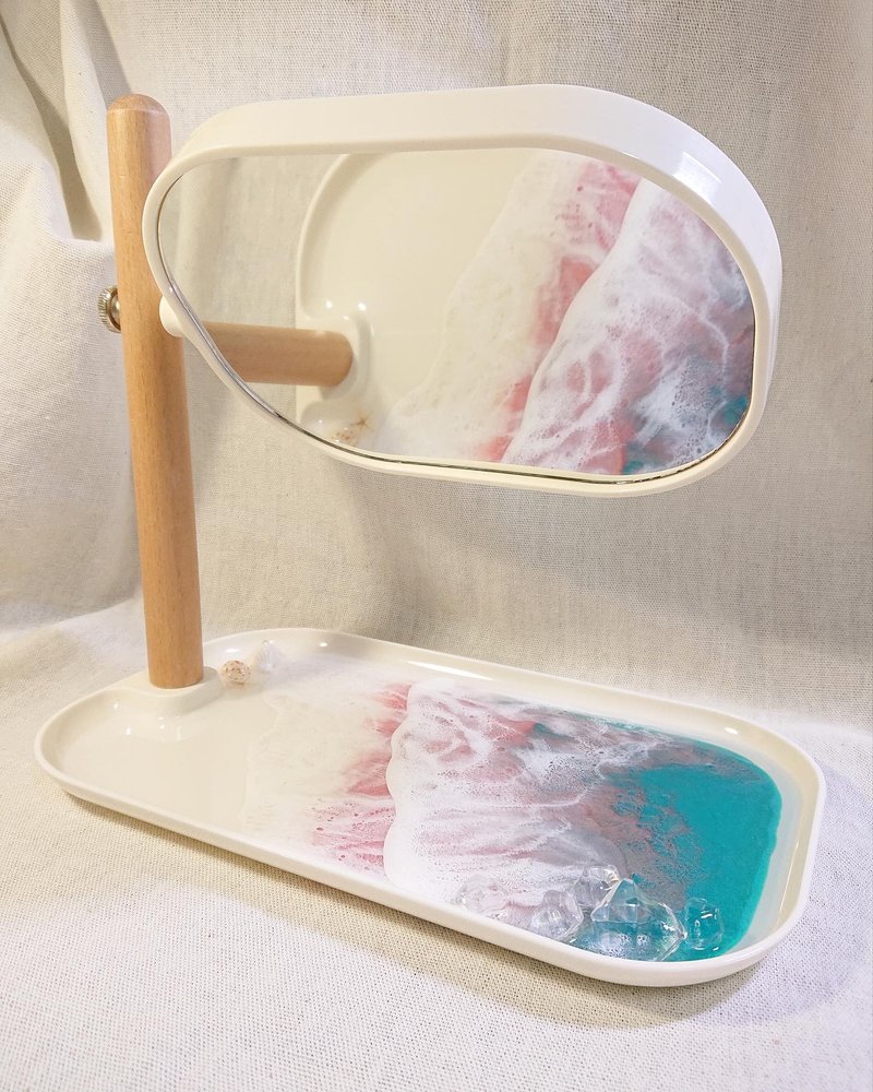 石英北極海:托盤雙面鏡/一面平面鏡一面放大鏡 - 擺飾/家飾品 - 樹脂 粉紅色