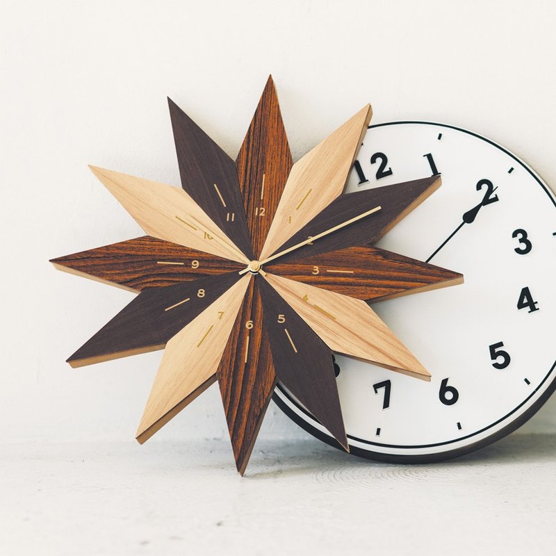 Wolnica- Rhombus Flower Silent Clock Wall Clock - นาฬิกา - ไม้ สีนำ้ตาล