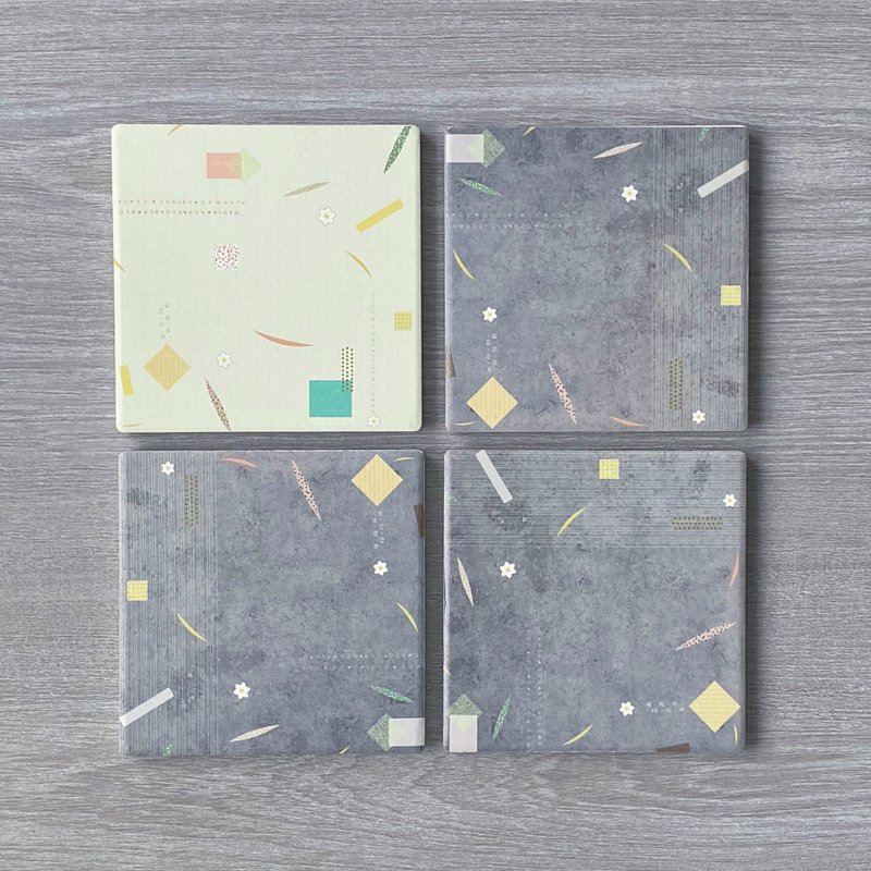 【CHICHI HOME】 Silver Qingshui ceramic absorbent coaster 4 into 10% off/ins - ที่รองแก้ว - ดินเผา สีเทา