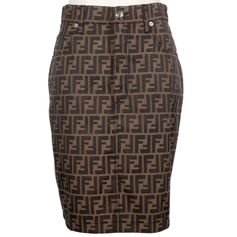 【日本直送】フェンディ FENDI タイトスカート スカート ズッカ柄 09.541310 66960 ポリエステル×コットン 茶 レディース【中古】 - 裙子/長裙 - 聚酯纖維 咖啡色