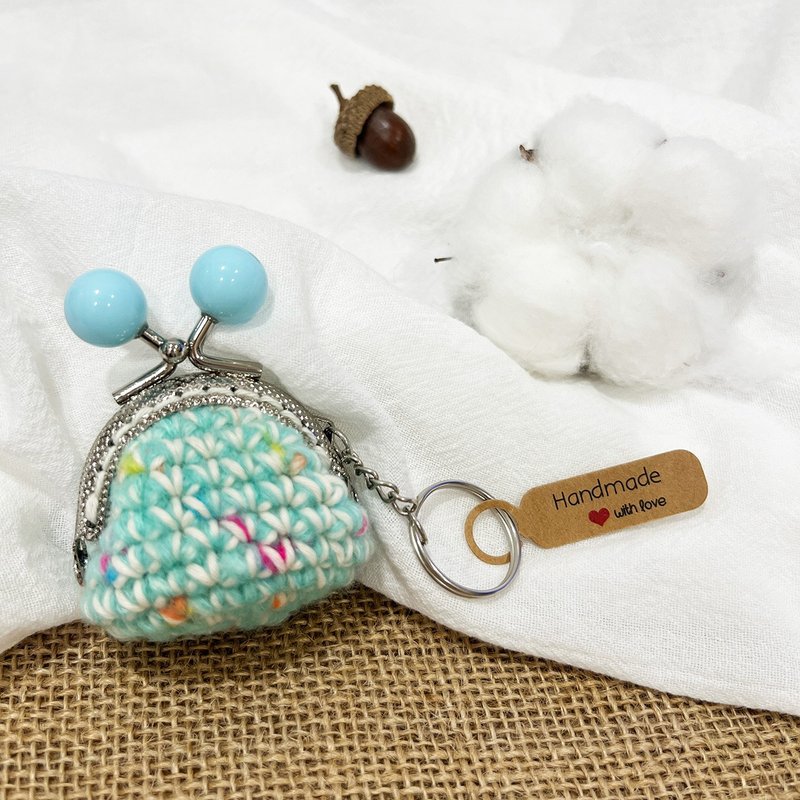 *[Limited Edition]*Macaron mouth gold bag keychain-Ti Blue-No.6-T Blue Coin Purse/Pendant/ - Keychains - Wool 