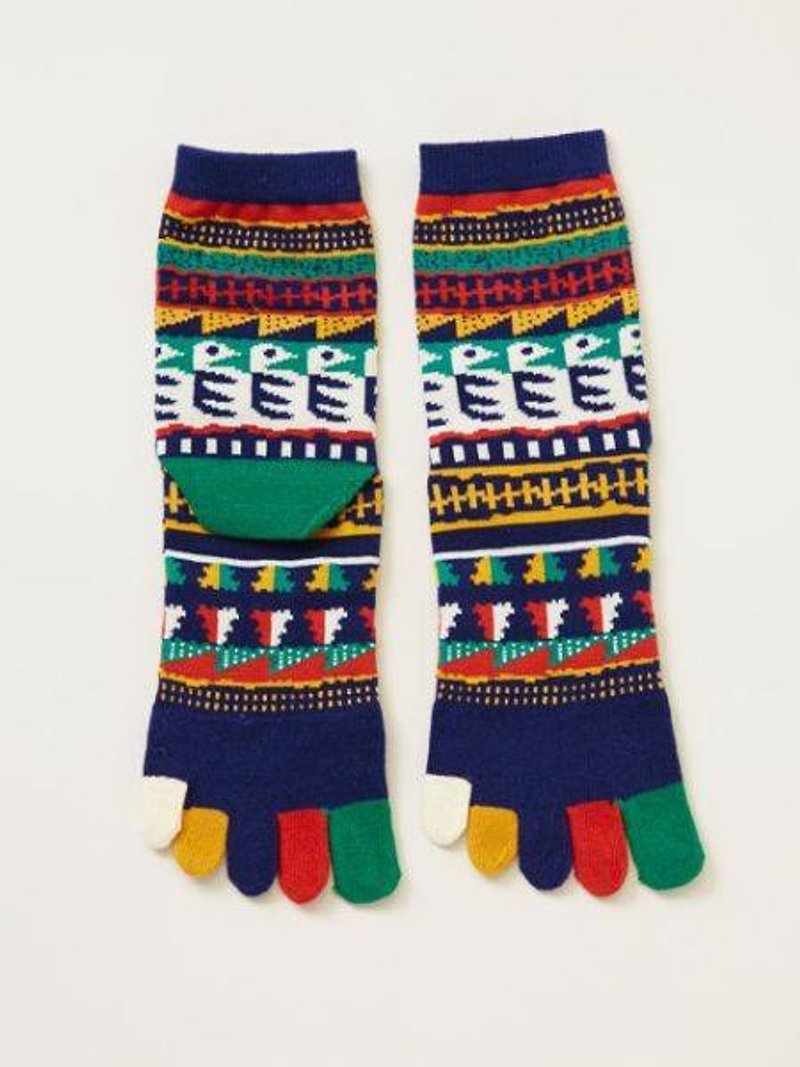 [Pre-order] ✱ ✱ national totem toe socks female 24cm (3 colors) - Socks - Cotton & Hemp Multicolor