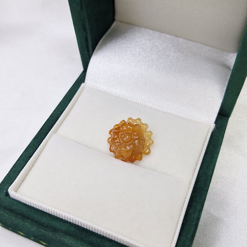 稀少 天然冰紅翡 小花 牡丹花 吊墜 | 天然緬甸玉A貨翡翠 - 項鍊 - 玉石 