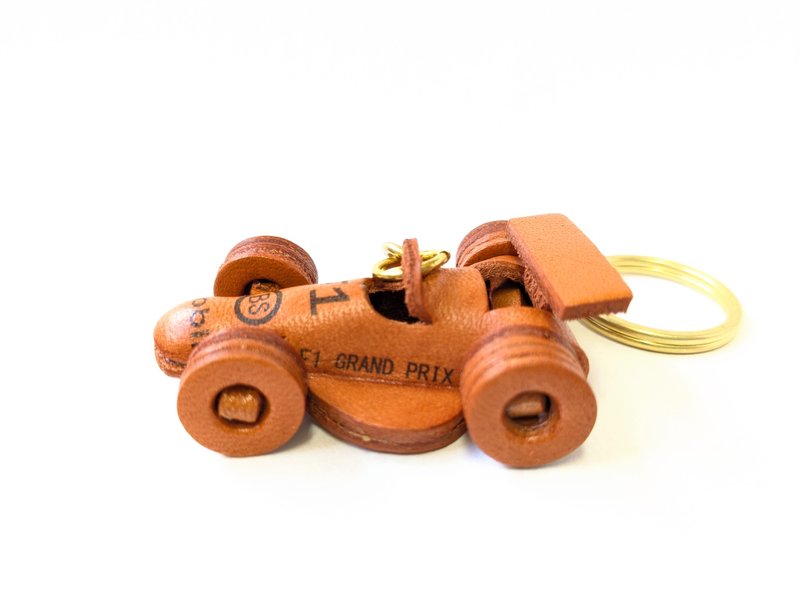 Formula-1 racing car collectable mini Leather  Keychain  hand made in Japan - ที่ห้อยกุญแจ - หนังแท้ สีนำ้ตาล