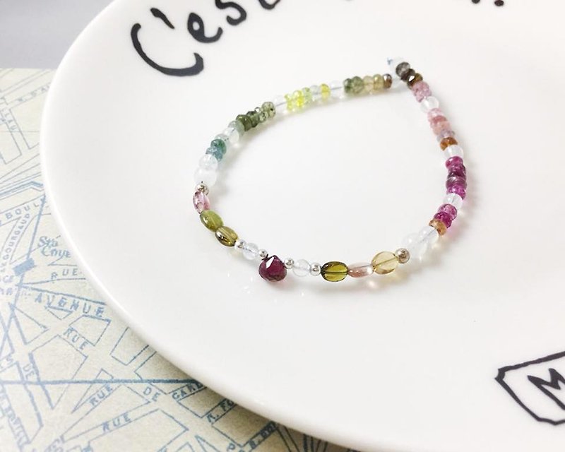 MH sterling silver natural stone custom series _ first see _ tourmaline _ limited edition 1 - Bracelets - Semi-Precious Stones Multicolor