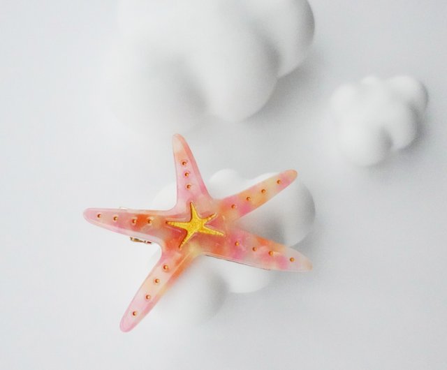 YUJIE Seastar hair clips - coral