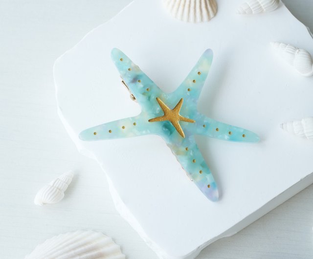 YUJIE Seastar hair clips - coral