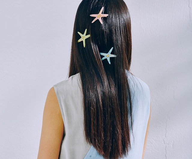 YUJIE Seastar hair clips - coral