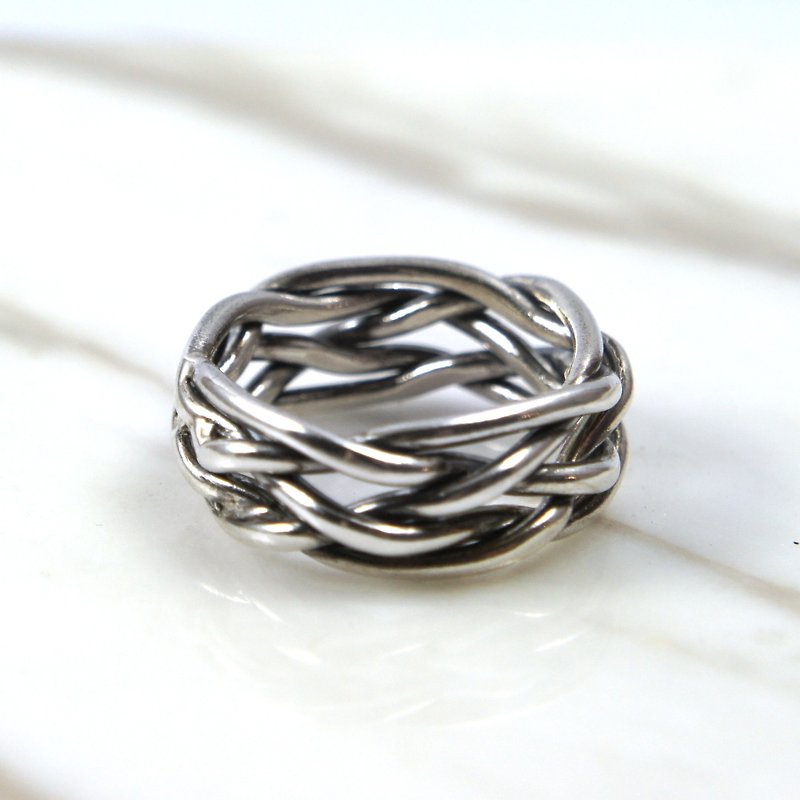 【若子】編織中性純銀戒指 - 戒指 - 其他金屬 灰色