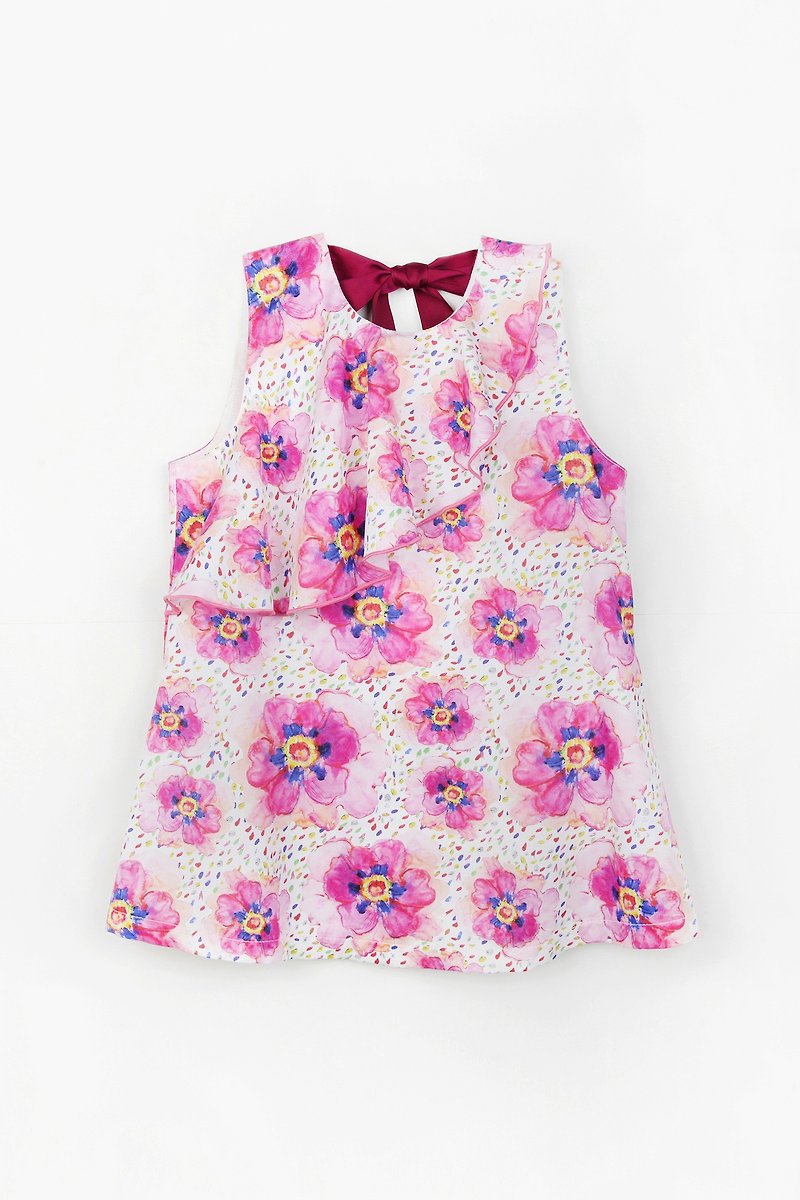 啾bit sleepwalking flower dress - Kids' Dresses - Cotton & Hemp Pink